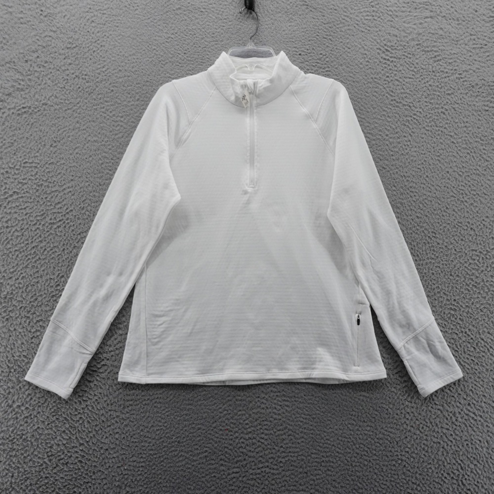 DSG Womens Run Grid Pullover Pure White XL 1/4 Zip Athletic NEW